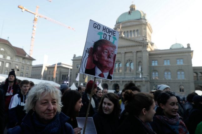 Anti-Trump protest in Swiss capital ahead of Davos visit