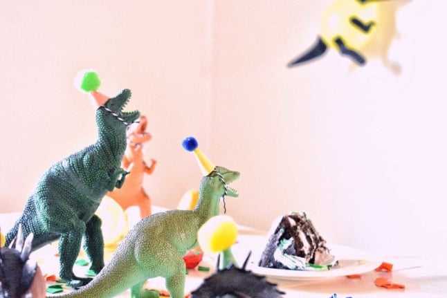 Dinosaur toys at a kid's birthday