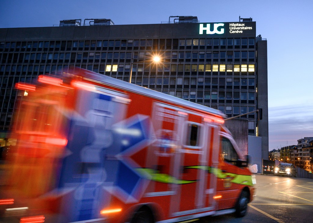 Ambulance arrive. Switzerland Hospitals.