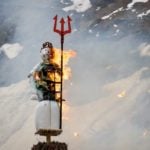 IN PICTURES: Swiss snowman blown up in mountains to herald 'great summer' ahead