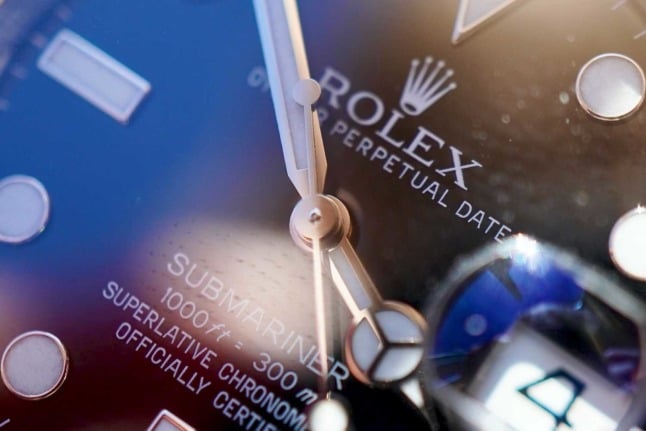 A close-up of a Rolex watch in Switzerland. 
