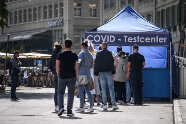 A Covid test centre in the Swiss capital of Bern. 