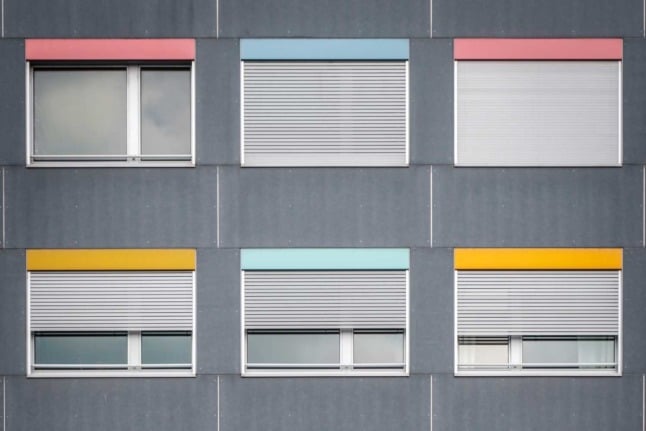 Colourful windows in the Swiss city of Geneva. 