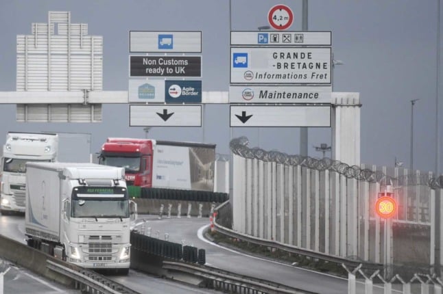 Trucks crossing into France from the UK